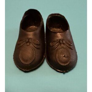 Vintage Barbie Ken Clone  Black Loafers Dress Shoes Tied Circle On Toe